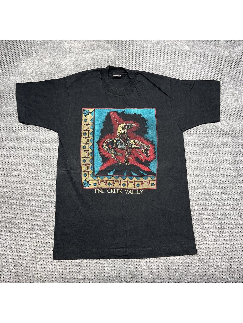 Vintage 1990S Pine Creek Valley Native American T-Shirt Large Rare Men’s Black